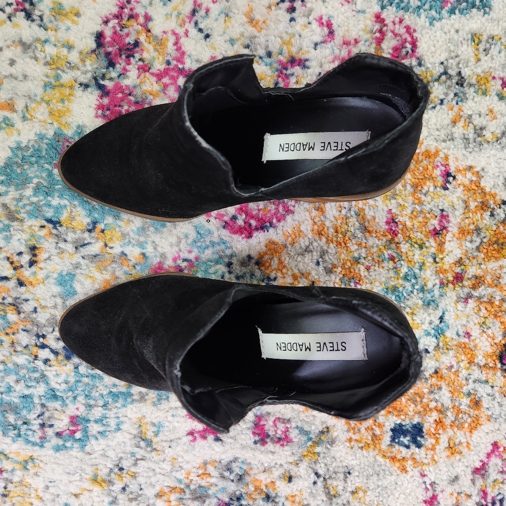 Steve Madden Black Suede Booties Size 7.5m - Picture 4 of 8